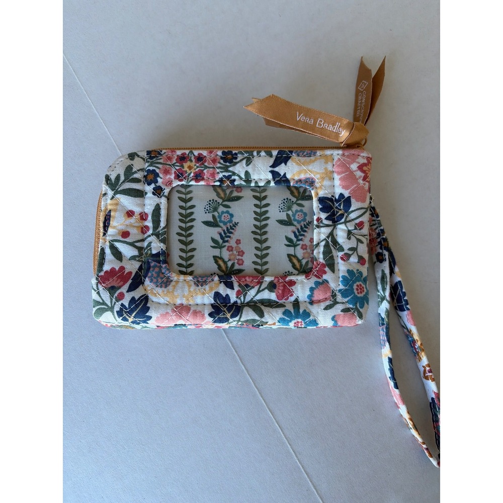 Vera Bradley Floral Quilted Zip ID Case Wallet Wristlet Multi-Color VBE22